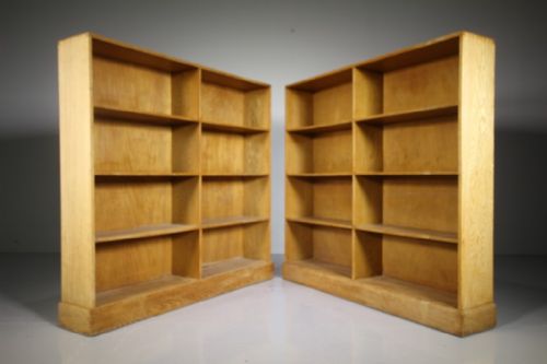 Pair of English 1930’S Solid Oak Open Bookcases