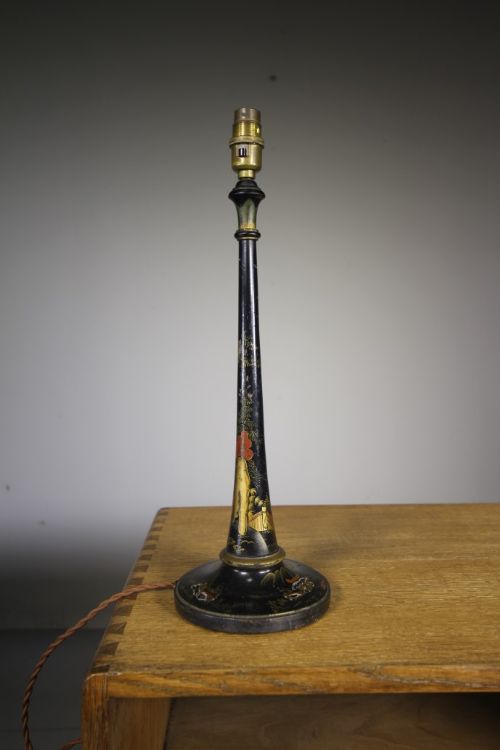 Tall Edwardian Antique Chinopiserioe Table Lamp