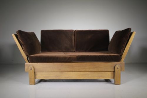 
1930’S Heals of London Oak Bed Settee.