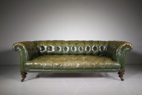 Superb English 19th Century Antique Leather Chesterfield Sofa
