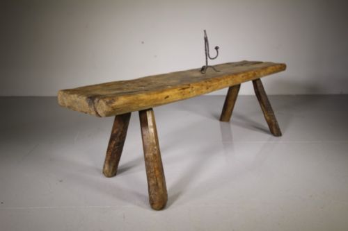 

English 19th Century Antique Oak Pig Bench Table