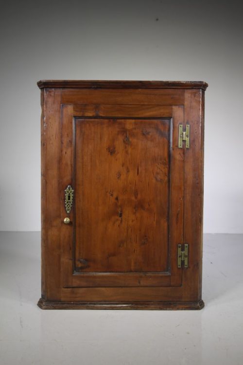 18th Century Antique Yew Wood Wall Cupboard