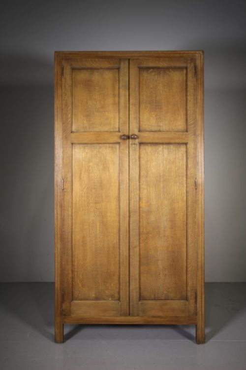 Heals of London Antique Oak Wardrobe – Labelled