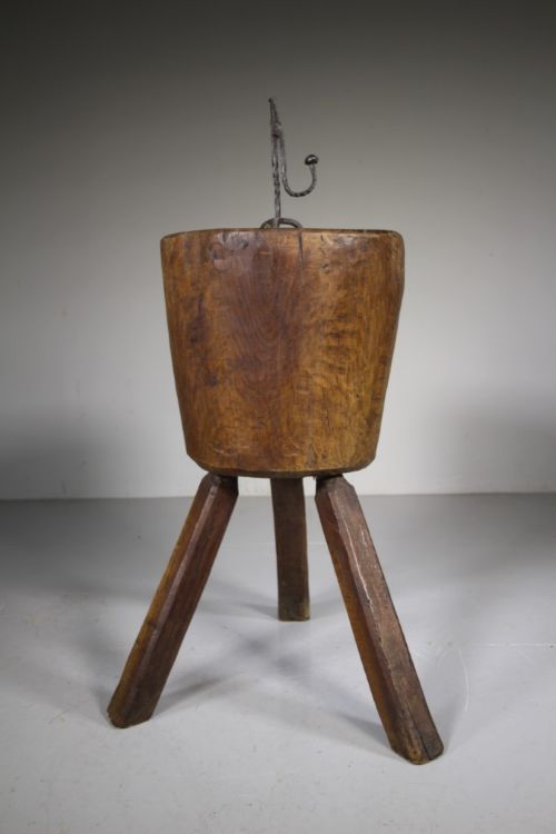 19th Century Primitive Antique Elm Chopping Table
