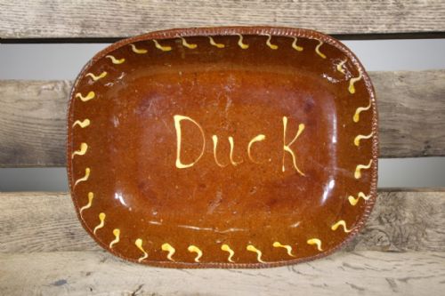 Lovely 19th Century Antique Slipware Duck Baking Dish