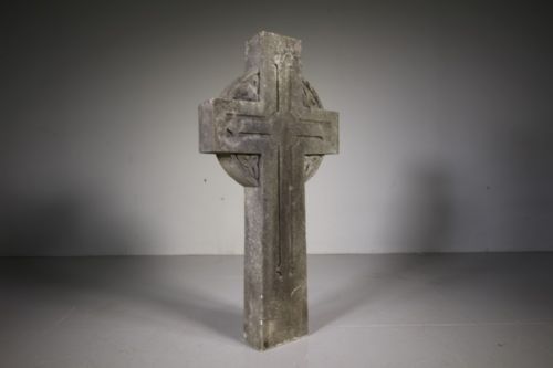 Large English 19th Century Antique White Marble Celtic Cross