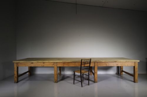 Huge Scale British Raf Antique Pine Dining Table