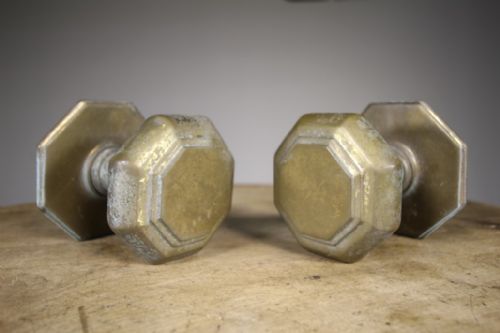Large Pair of Edwardian Antique Brass Door Handles