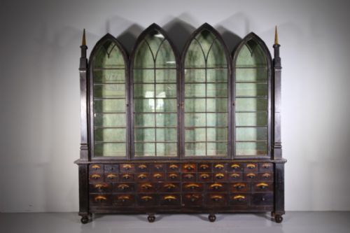 
Very Rare Huge Georgian Antique Apothecary Cabinet- Original Paint & Gilt
