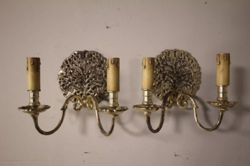Beautiful Pair of Edwardian English Silver Wall Sconce Lights