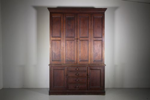 Large 19th Century Painted Pine Antique Housekeepers Cupboard
