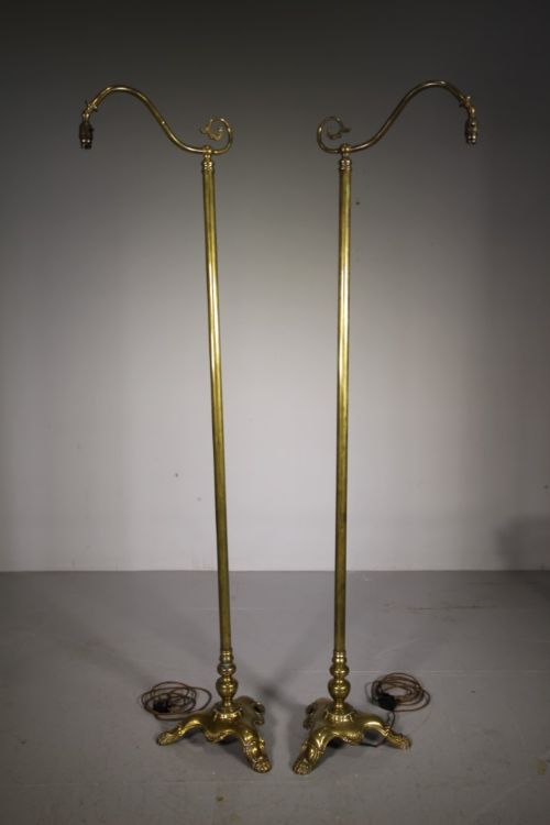 Pair of English Edwardian Antique Floor Lamps – Rewired