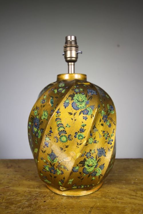 Edwardian Antique Kashmiri Table Lamp- Exotic Birds