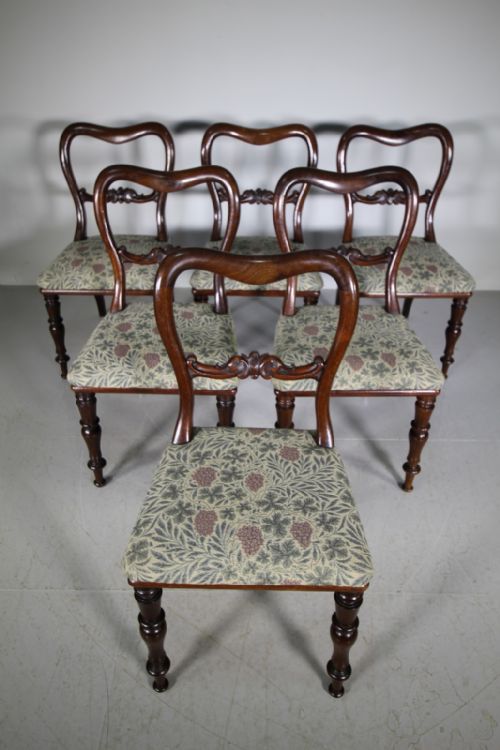 Rare Set of Six English Antique Military Mahogany Dining Chairs
