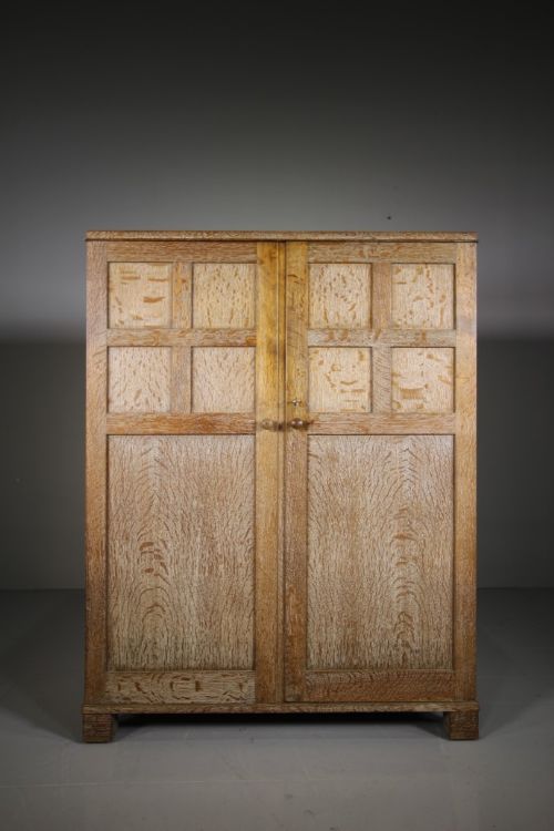 Rare Heals Antique Oak Low Wardrobe – Labelled