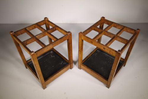 Pair of Edwardian Antique Oak Stick Stands