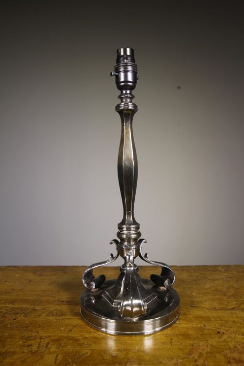 Early Silver Plated Antique Table Lamp by Gec