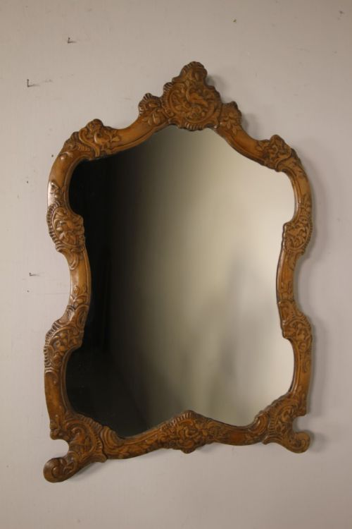 Carved Fruit Wood Early 19th Century Antique Wall Mirror