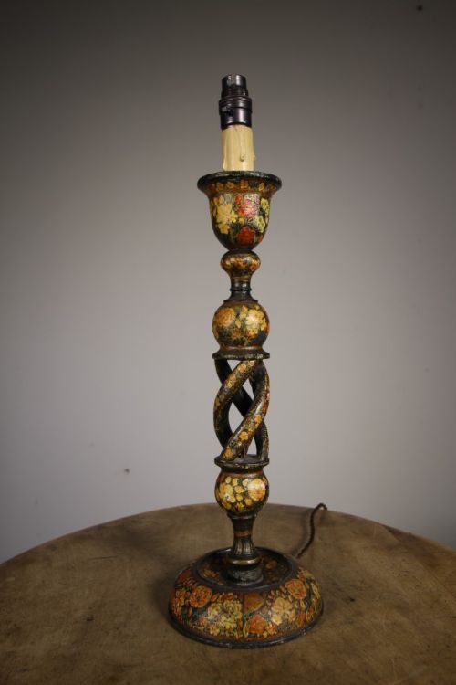 Tall Antique Kashmiri Table Lamp- Rewired