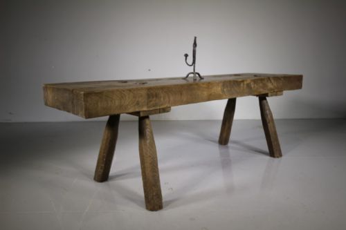 Fabulous Early 19th Century Antique Elm Pig Bench Table