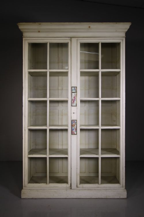English 19th Century Original Painted Antique Glazed Cupboard