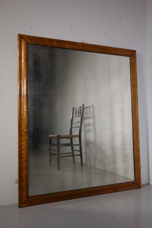 Large English Antique Birds Eye Maple Wall Mirror