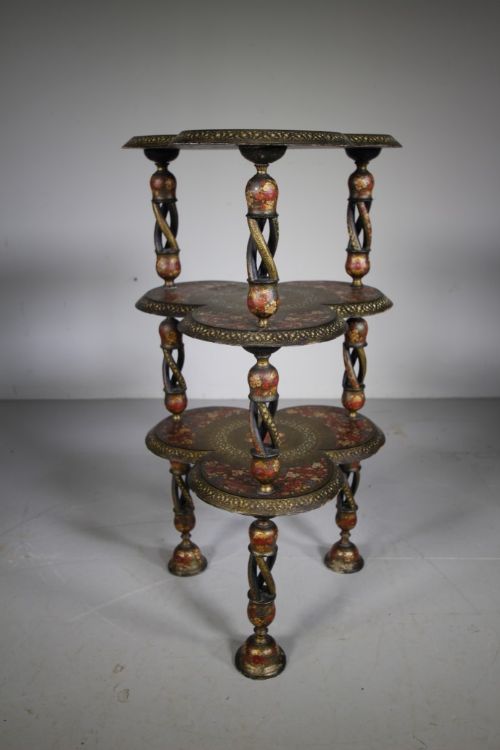 Fabulous Three Tier Edwardian Antique Kashmiri Table