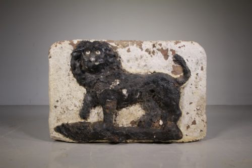 
Large 17th Century Antique Carved Stone Rampant Lion Lozenge