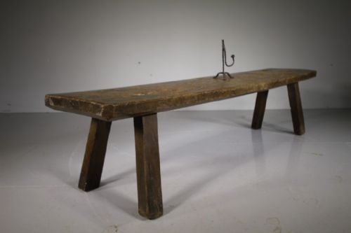 English 18th Century Antique Oak Pig Bench Table
