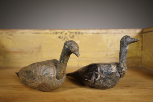 Pair of Primitive 19th Century Antique Decoy Pigeons