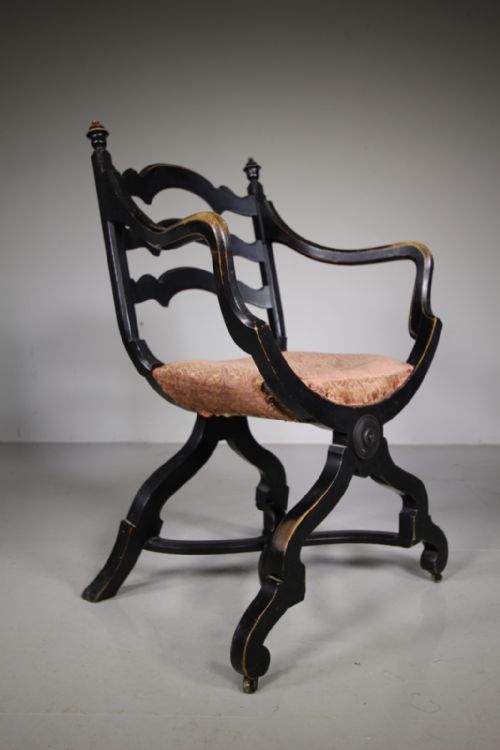 English 19th Century Antique Ebonised Armchair