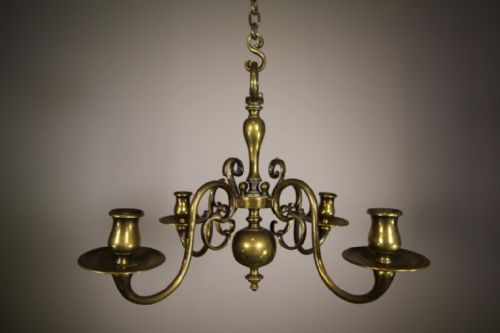 English 19th Century Antique Brass Hanging Candelabra