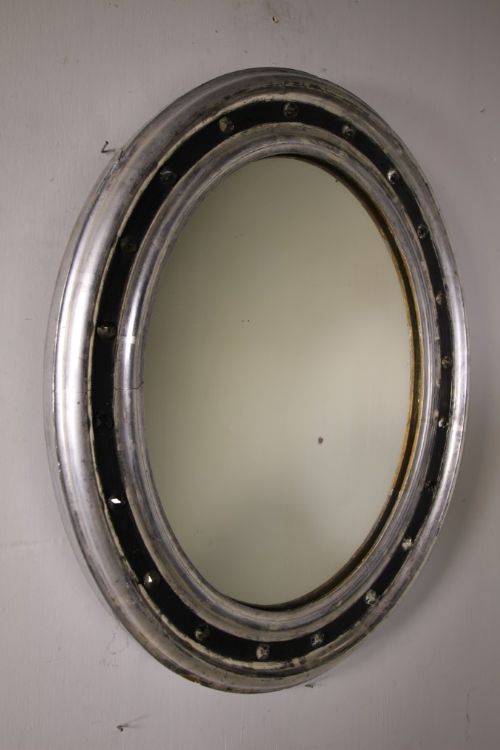 19th Century Irish Antique Oval Silver Gilt Wall Mirror
