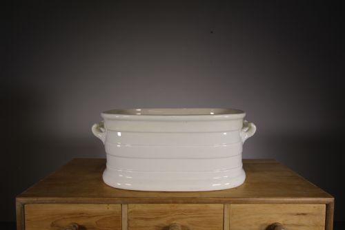 Large 19th Century English Antique Creamware Banded Footbath