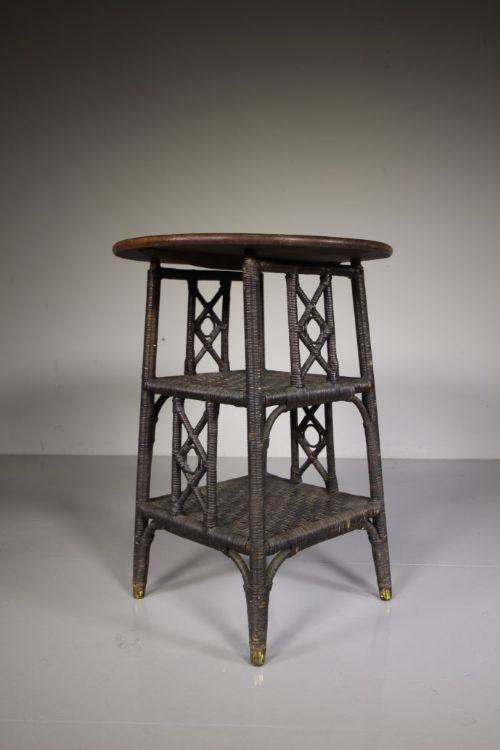 Rare English Dryad Antique Wicker Side Table