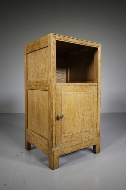 Heals Edwardian Antique Oak Bedside Cabinet – Labelled