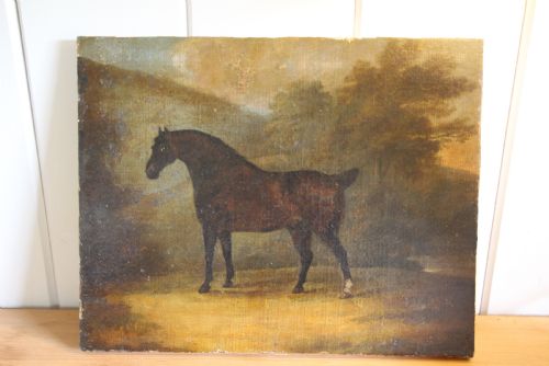 English Georgian Antique Horse Oil Painting
