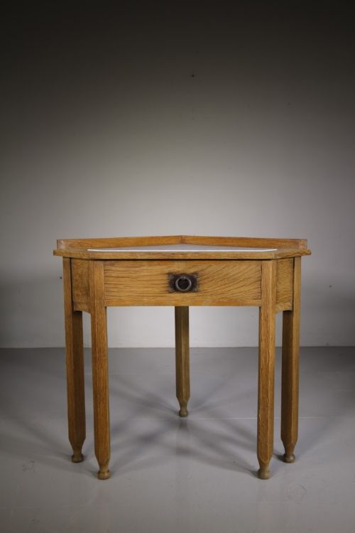 Rare Early Heals Antique Oak Corner Table