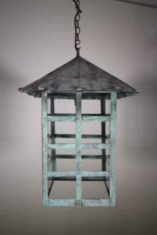 Large English Antique Copper Hanging Lantern
