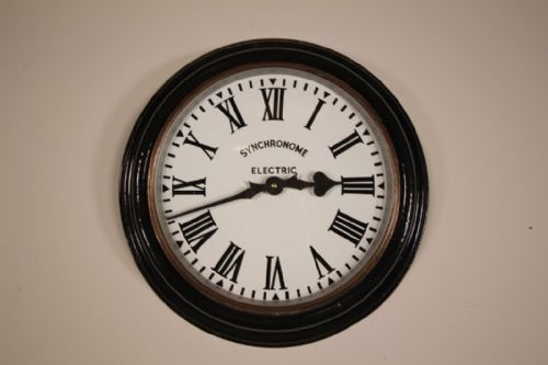 Clean English Antique Synchronome Wall Clock – Working
