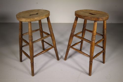 
Tall Pair of English 19th Century Antique Stools
