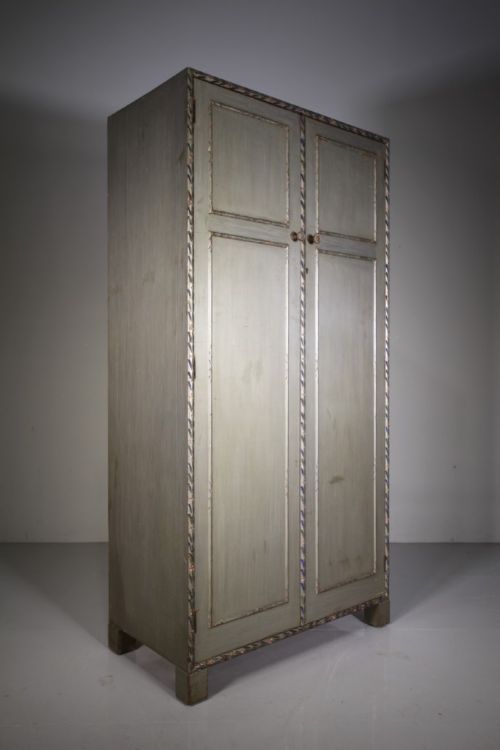 Rare Heals of London 1920’S Wardrobe in Original Silver Paint.