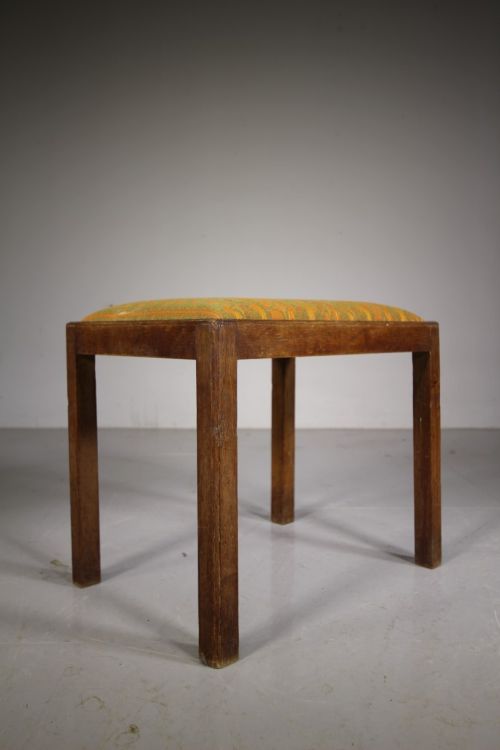 Heals of London 1920’S Oak & Upholstered Stool