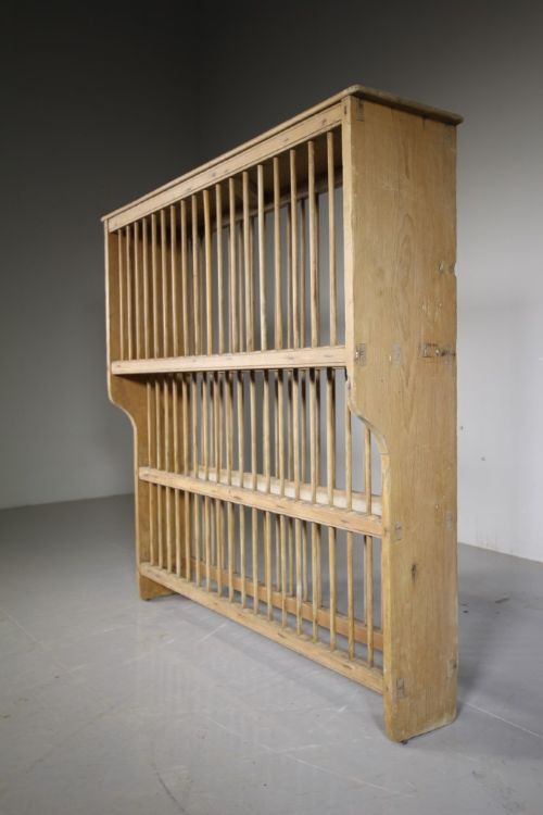 Large English 19th Century Antique Pine Plate Rack
