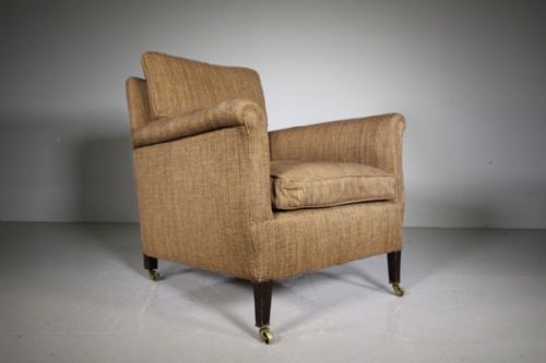 
Edwardian Antique Upholstered Armchair in Colefax & Fowler Fabric