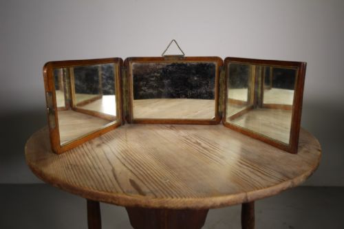 English Antique Campaign Travelling Triple Mirror