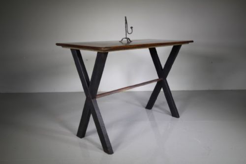 
Wonderful Antique Oak X Frame Tavern Table