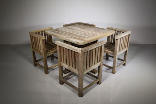 1920’S Heals Teak Garden Dining Table & Four Chairs