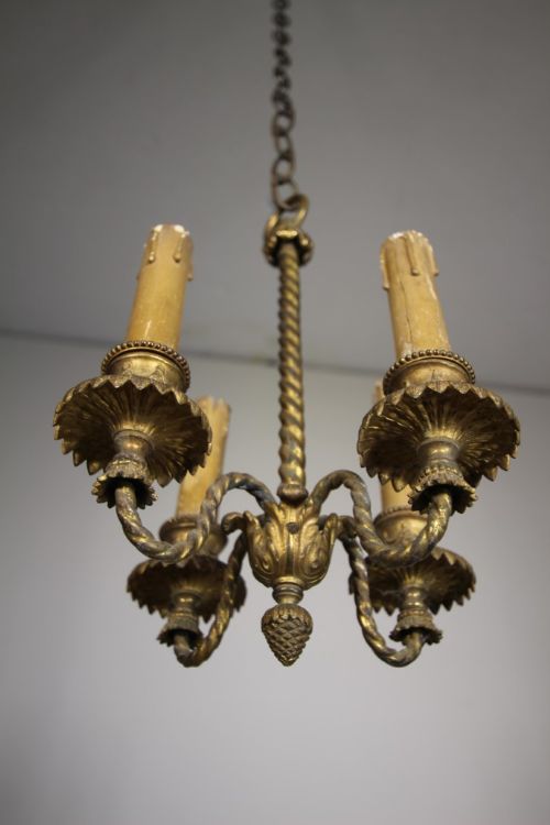 ANTIQUE ORMOLU GILT BRASS ANTIQUE LIGHT FITTING - ADDITIONAL PHOTO 2