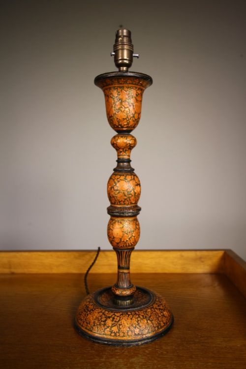 Tall 19th Century Antique Kashmiri Table Lamp